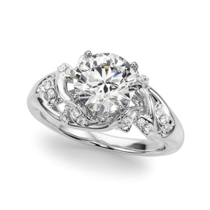 1.00CT 14K Round Cut Bark Texture Solitaire Diamond Ring