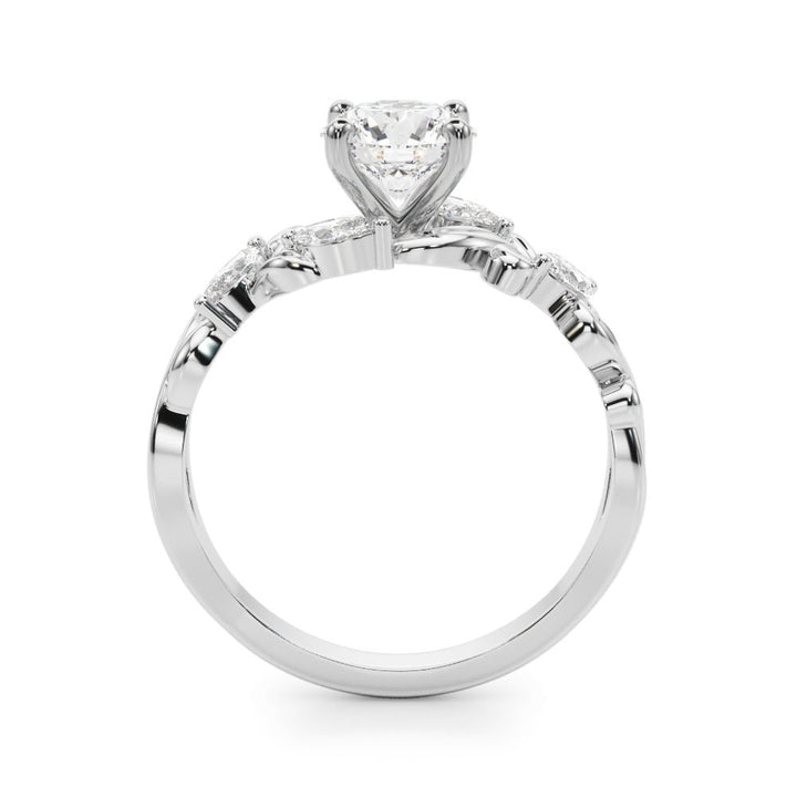 1.00CT 14K Round Cut Diamond Engagement Ring Accented With Marquise Sidestones - Luxury Rings - Design Jewellers Edmonton