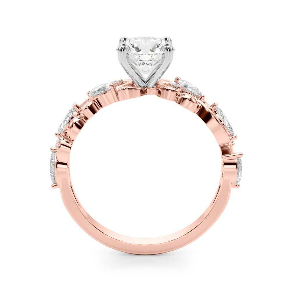 1.00CT 14K Round Cut Diamond Engagement Ring Accented With Marquise Sidestones - Luxury Rings - Design Jewellers Edmonton