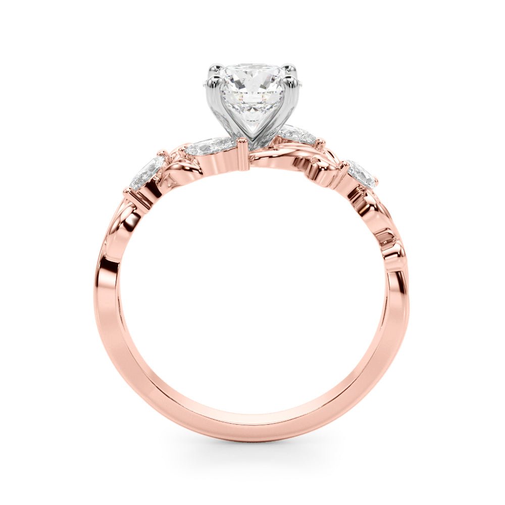 1.00CT 14K Round Cut Diamond Engagement Ring Accented With Marquise Sidestones - Luxury Rings - Design Jewellers Edmonton