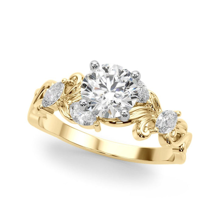 1.00CT 14K Round Cut Diamond Engagement Ring Accented With Marquise Sidestones - Luxury Rings - Design Jewellers Edmonton