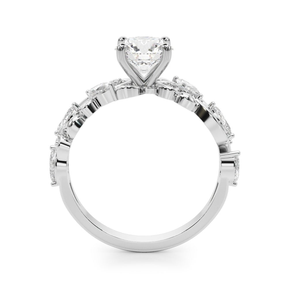 1.00CT 14K Round Cut Diamond Engagement Ring Accented With Marquise Sidestones - Luxury Rings - Design Jewellers Edmonton