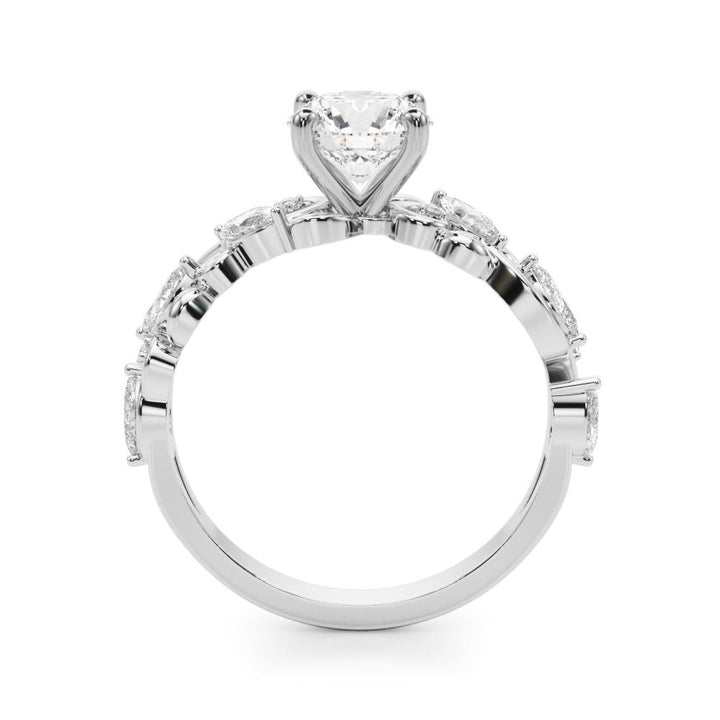 1.00CT 14K Round Cut Diamond Engagement Ring Accented With Marquise Sidestones - Luxury Rings - Design Jewellers Edmonton