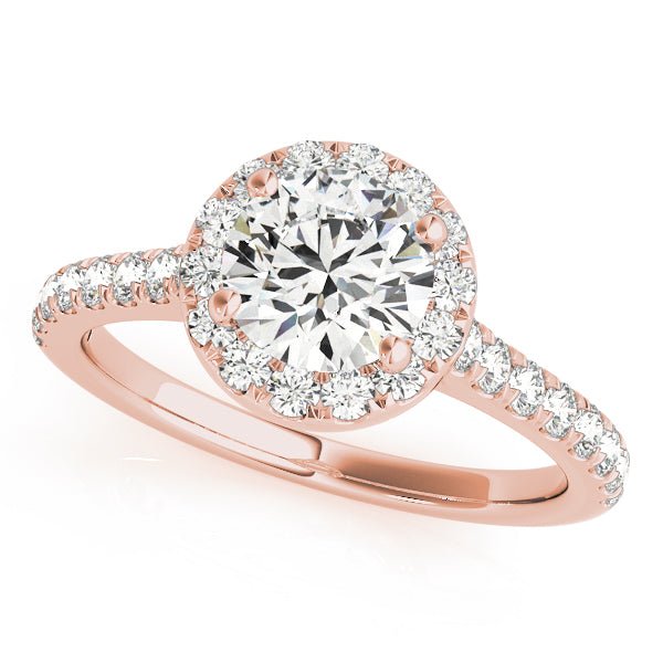 1.00CT 14K Round Halo Diamond Engagement Ring Accented by Pave - Set Side Diamonds - Engagement rings - Design Jewellers Edmonton