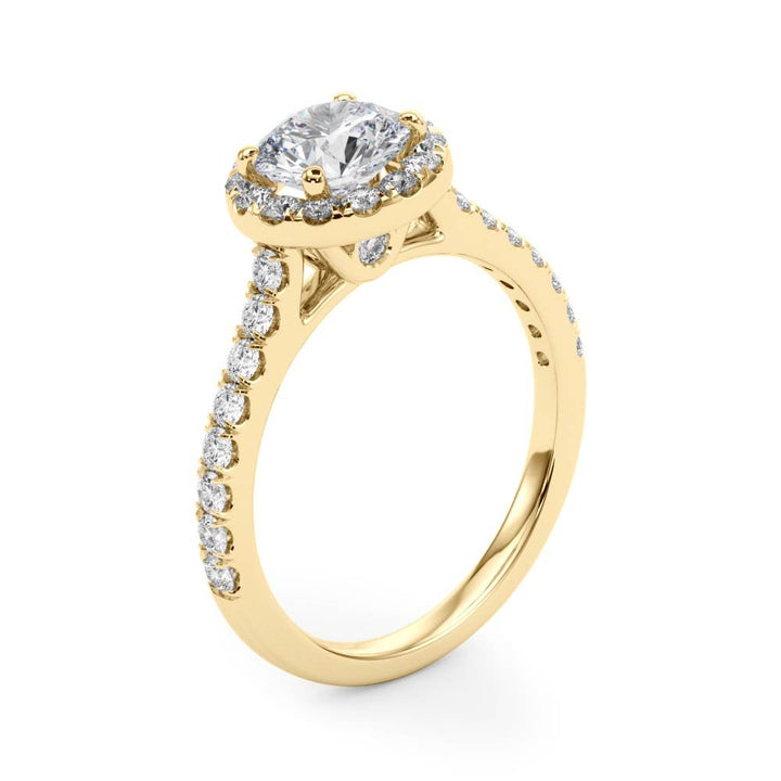 1.00CT 14K Round Halo Diamond Engagement Ring Accented by Pave - Set Side Diamonds - Engagement rings - Design Jewellers Edmonton