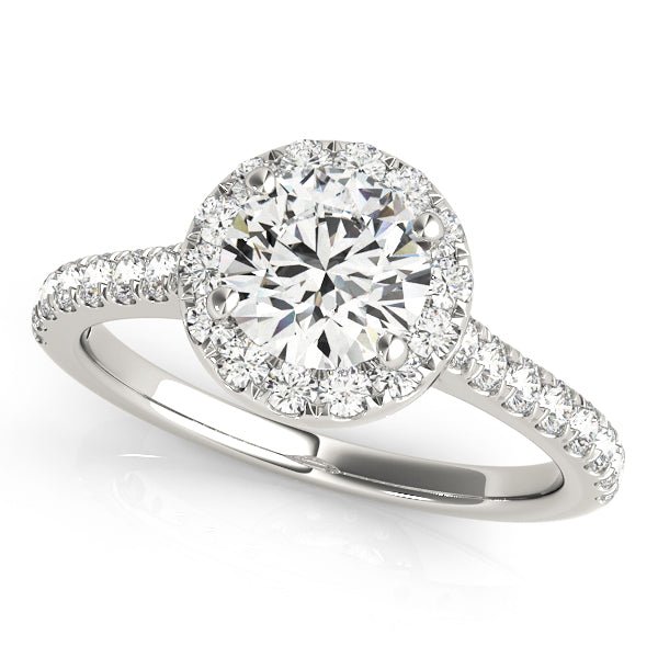 1.00CT 14K Round Halo Diamond Engagement Ring Accented by Pave-Set Side Diamonds