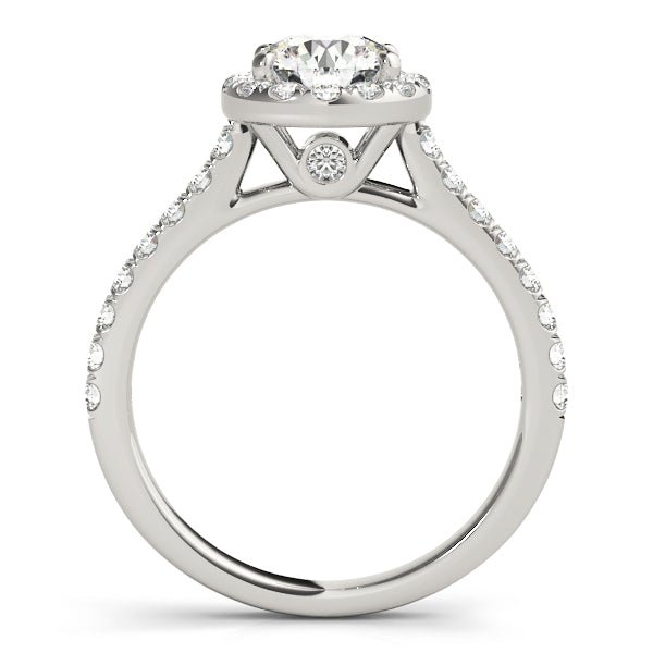 1.00CT 14K Round Halo Diamond Engagement Ring Accented by Pave - Set Side Diamonds - Engagement rings - Design Jewellers Edmonton