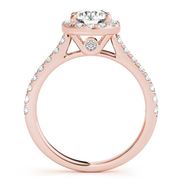 1.00CT 14K Round Halo Diamond Engagement Ring Accented by Pave - Set Side Diamonds - Engagement rings - Design Jewellers Edmonton