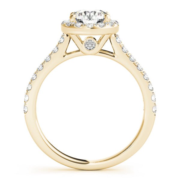 1.00CT 14K Round Halo Diamond Engagement Ring Accented by Pave - Set Side Diamonds - Engagement rings - Design Jewellers Edmonton
