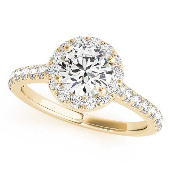 1.00CT 14K Round Halo Diamond Engagement Ring Accented by Pave - Set Side Diamonds - Engagement rings - Design Jewellers Edmonton