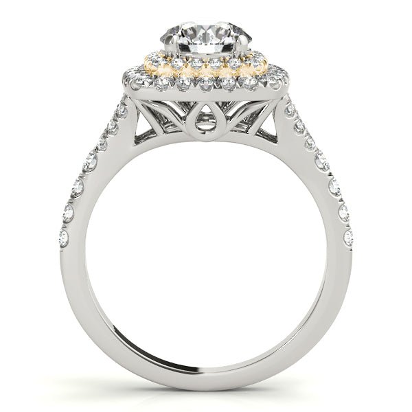 1.00CT 14K Two - Tone Gold Double Halo Diamond Engagement Ring with Split Shank - Engagement rings - Design Jewellers Edmonton