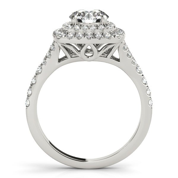 1.00CT 14K Two - Tone Gold Double Halo Diamond Engagement Ring with Split Shank - Engagement rings - Design Jewellers Edmonton