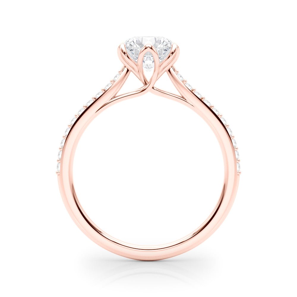 1.00CT 14K Unique Round Brilliant Cut Diamond Ring Accented With Additional Diamonds On The Shoulders - Luxury Rings - Design Jewellers Edmonton