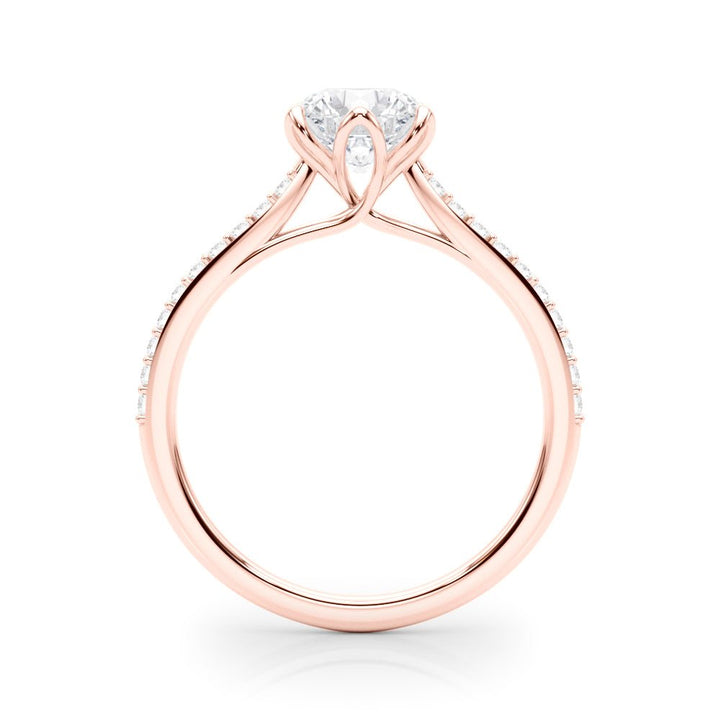 1.00CT 14K Unique Round Brilliant Cut Diamond Ring Accented With Additional Diamonds On The Shoulders - Luxury Rings - Design Jewellers Edmonton