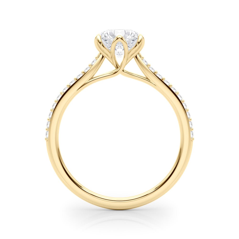 1.00CT 14K Unique Round Brilliant Cut Diamond Ring Accented With Additional Diamonds On The Shoulders - Luxury Rings - Design Jewellers Edmonton