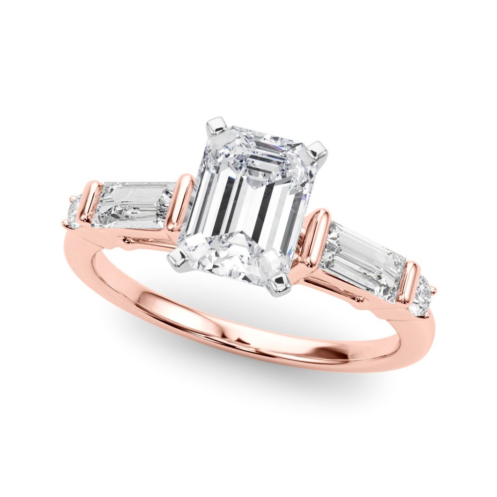 1.00ct. Emerald Cut Engagement Ring With Baguette Cut Diamonds - Luxury Rings - Design Jewellers Edmonton
