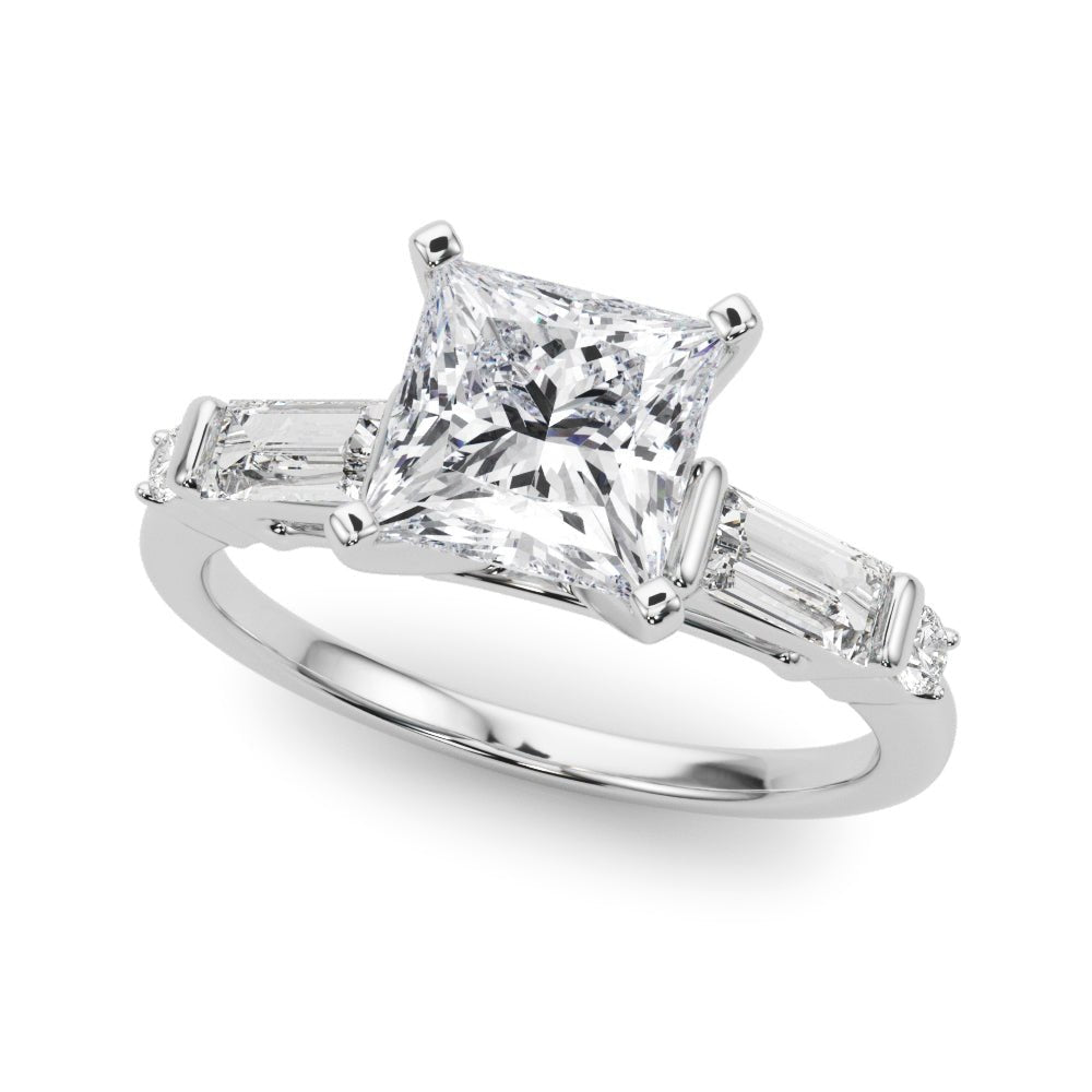 1.00ct. Princess Cut Engagement Ring With Baguette Cut Diamonds