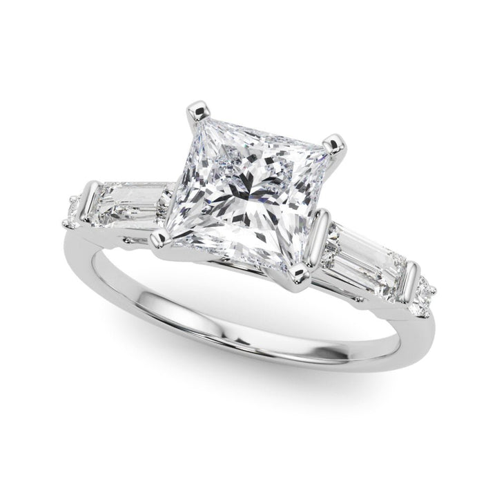 1.00ct. Princess Cut Engagement Ring With Baguette Cut Diamonds - Luxury Rings - Design Jewellers Edmonton