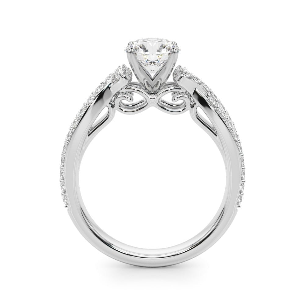 1.00CT Round Brilliant Cut Diamond Ring With a Double Row of Diamonds On The Shoulders - Luxury Rings - Design Jewellers Edmonton