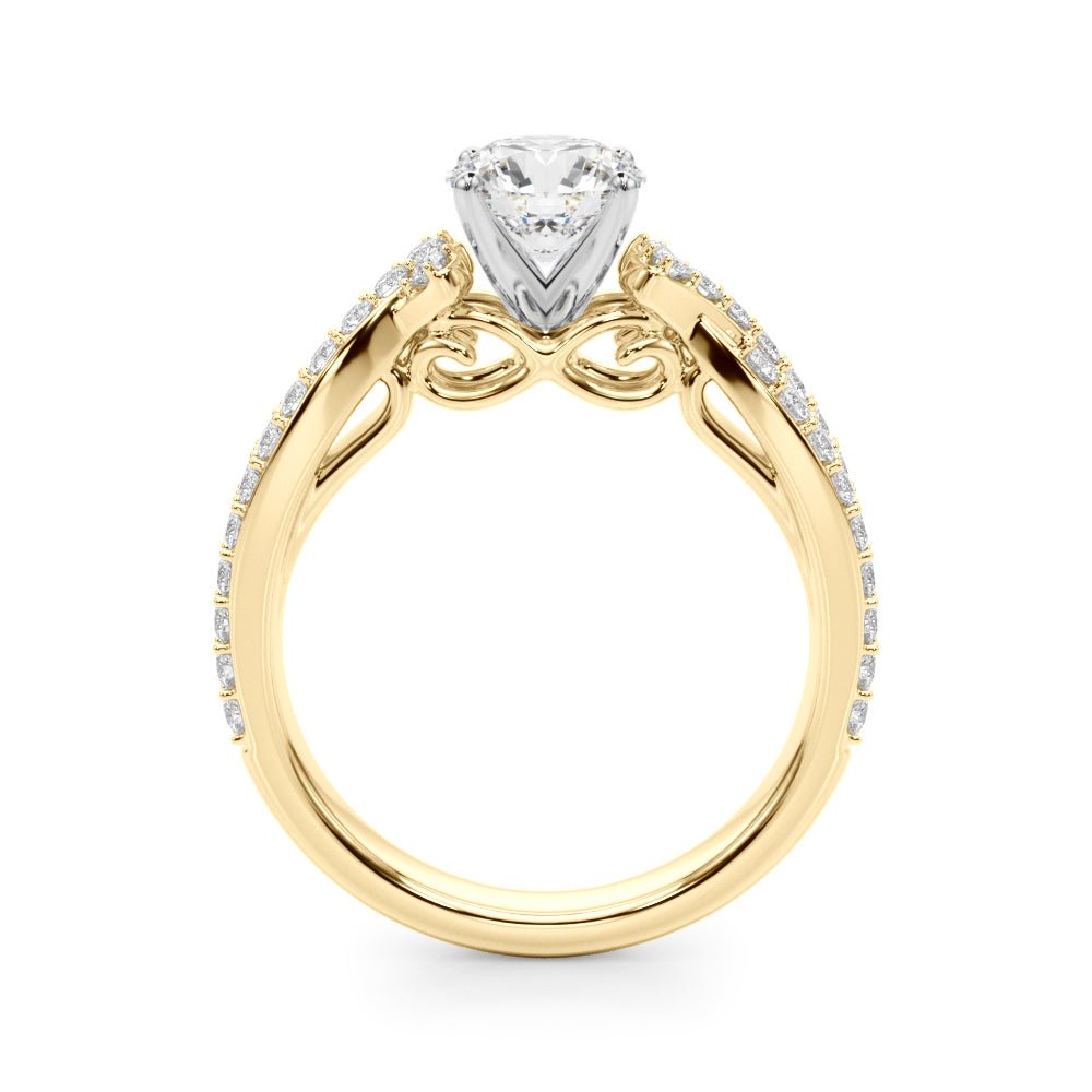 1.00CT Round Brilliant Cut Diamond Ring With a Double Row of Diamonds On The Shoulders - Luxury Rings - Design Jewellers Edmonton