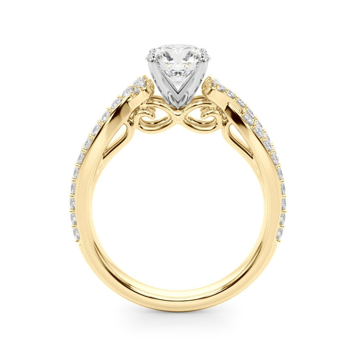 1.00CT Round Brilliant Cut Diamond Ring With a Double Row of Diamonds On The Shoulders - Luxury Rings - Design Jewellers Edmonton