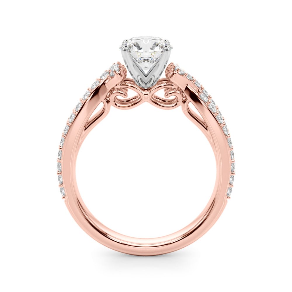 1.00CT Round Brilliant Cut Diamond Ring With a Double Row of Diamonds On The Shoulders - Luxury Rings - Design Jewellers Edmonton