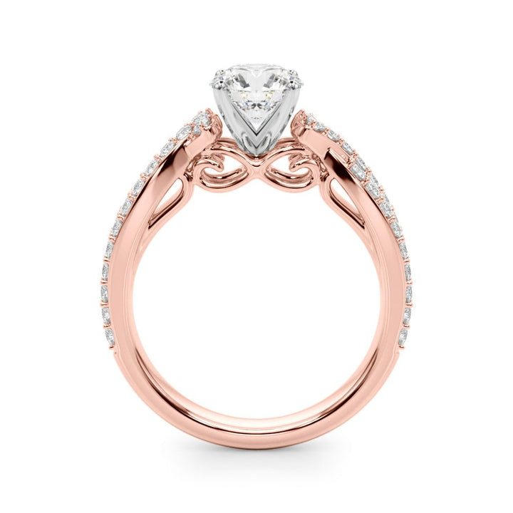 1.00CT Round Brilliant Cut Diamond Ring With a Double Row of Diamonds On The Shoulders - Luxury Rings - Design Jewellers Edmonton