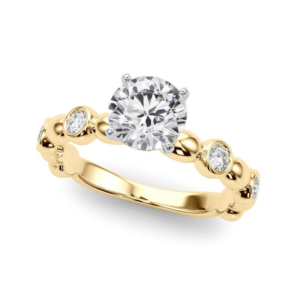 1.00ct.Round Cut Engagement Ring With Bezel Set Sidestones - Luxury Rings - Design Jewellers Edmonton