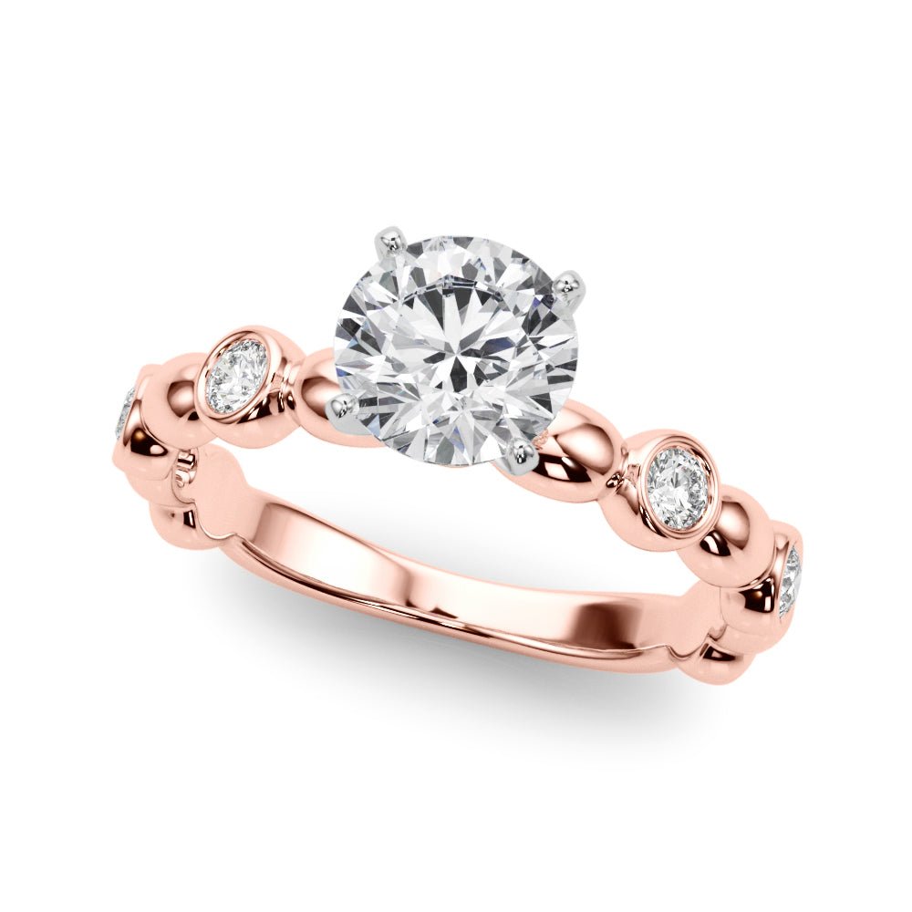 1.00ct.Round Cut Engagement Ring With Bezel Set Sidestones - Luxury Rings - Design Jewellers Edmonton
