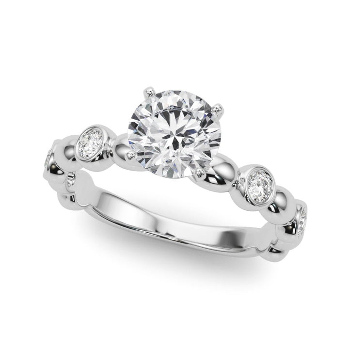 1.00ct.Round Cut Engagement Ring With Bezel Set Sidestones - Luxury Rings - Design Jewellers Edmonton