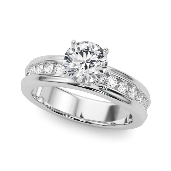 1.00ct.Round Cut Engagement Ring With Channel Set Diamonds In a Wide Band Design - Luxury Rings - Design Jewellers Edmonton