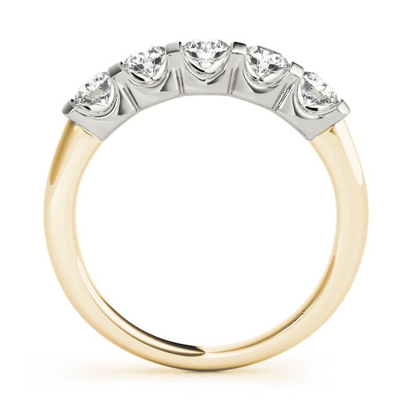 1.00CTW 14K Gold 5 Stone Diamond Rounded Bar Set Gold Band - Diamond Ring - Design Jewellers Edmonton