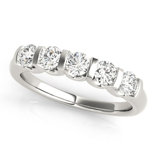 1.00CTW 14K Gold 5 Stone Diamond Rounded Bar Set Gold Band - Diamond Ring - Design Jewellers Edmonton
