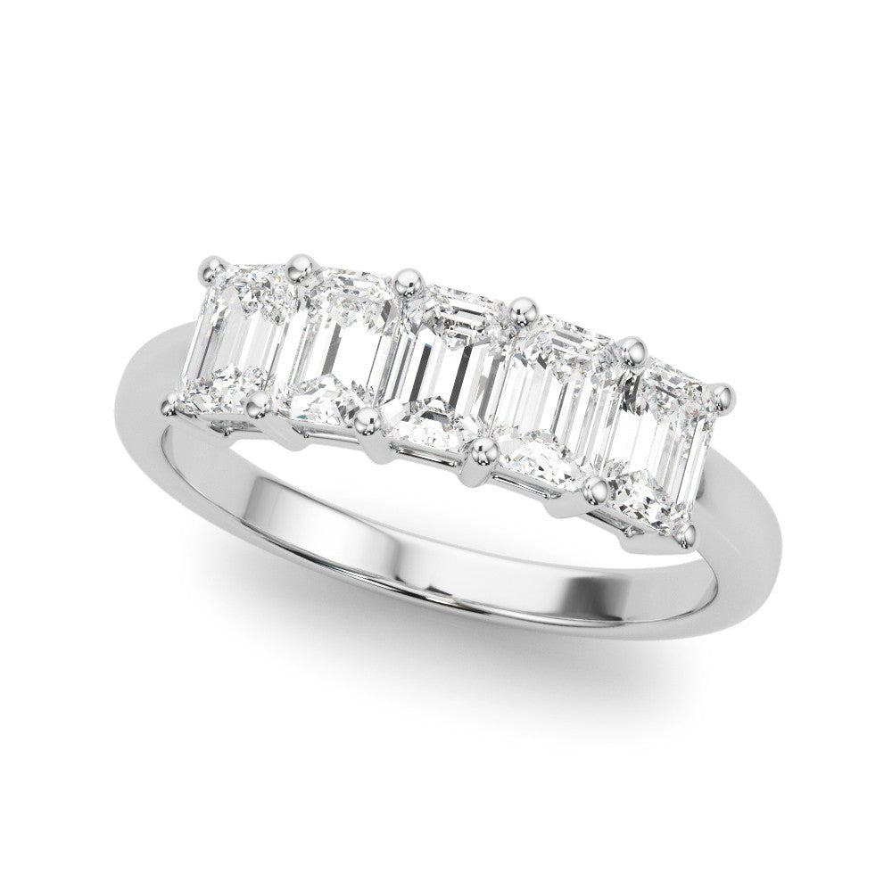 1.00CTW 14K  Gold 5 Stone Emerald Cut Diamond Band