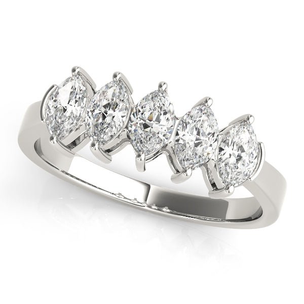 1.00CTW 14K  Gold 5 Stone Marquise Cut Diamond Band