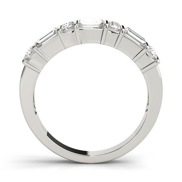 1.00CTW 14K Gold Double Row Baguette and Round Brilliant Cut Diamond Bar Set Band - Diamond Ring - Design Jewellers Edmonton