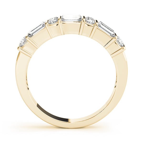 1.00CTW 14K Gold Double Row Bar Set Baguette and Round Brilliant Cut Diamond Band - Diamond Ring - Design Jewellers Edmonton