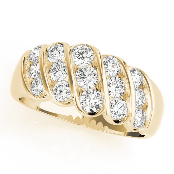 1.00CTW 14K Gold Multi Row Angle Set Round Brilliant Diamond Band - Diamond Ring - Design Jewellers Edmonton