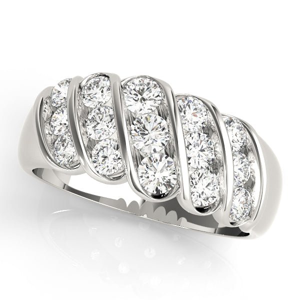 1.00CTW 14K Gold Multi Row Angle Set Round Brilliant Diamond Band - Diamond Ring - Design Jewellers Edmonton