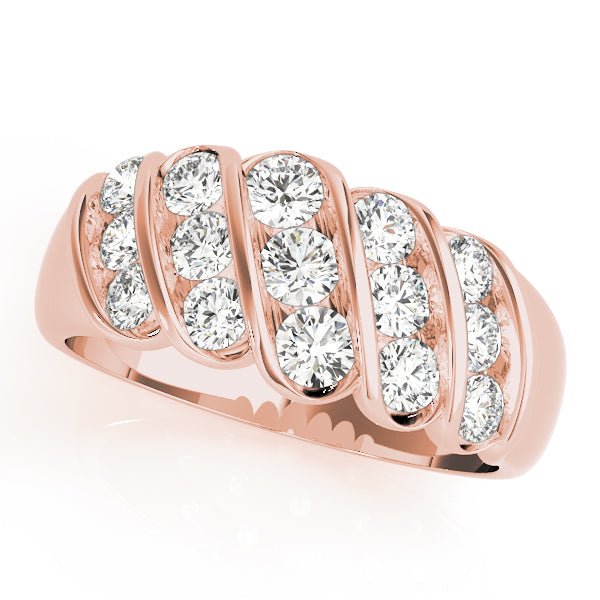 1.00CTW 14K Gold Multi Row Angle Set Round Brilliant Diamond Band - Diamond Ring - Design Jewellers Edmonton
