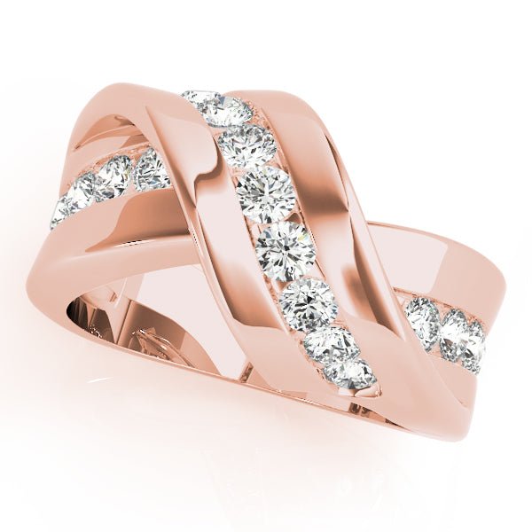 1.00CTW 14K Gold Multi Row Crossover Design Band Design - Past, Present, Future - Design Jewellers Edmonton