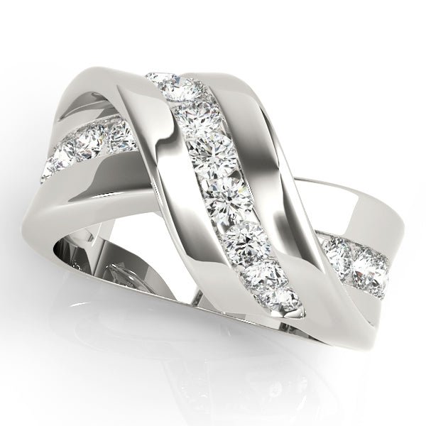 1.00CTW 14K Gold Multi Row Crossover Design Band Design - Past, Present, Future - Design Jewellers Edmonton