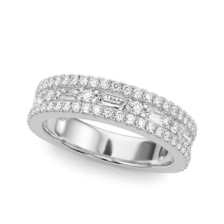 1.00CTW 14K Gold Multi Row Diamond Band With Baguette and Round Brilliant Cut Diamonds - Diamond Ring - Design Jewellers Edmonton