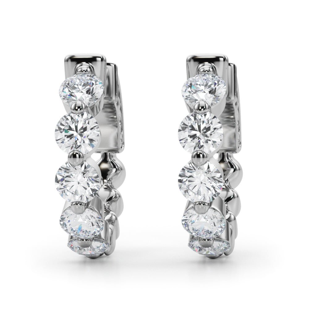 1.00CTW 14K Round Cut 5 - Stone Diamond Hoop Earrings - Hoop Earrings - Design Jewellers Edmonton
