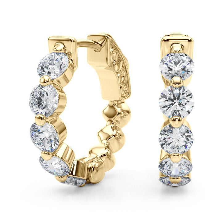 1.00CTW 14K Round Cut 5 - Stone Diamond Hoop Earrings - Hoop Earrings - Design Jewellers Edmonton