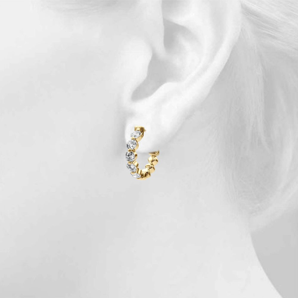 1.00CTW 14K Round Cut 5 - Stone Diamond Hoop Earrings - Hoop Earrings - Design Jewellers Edmonton