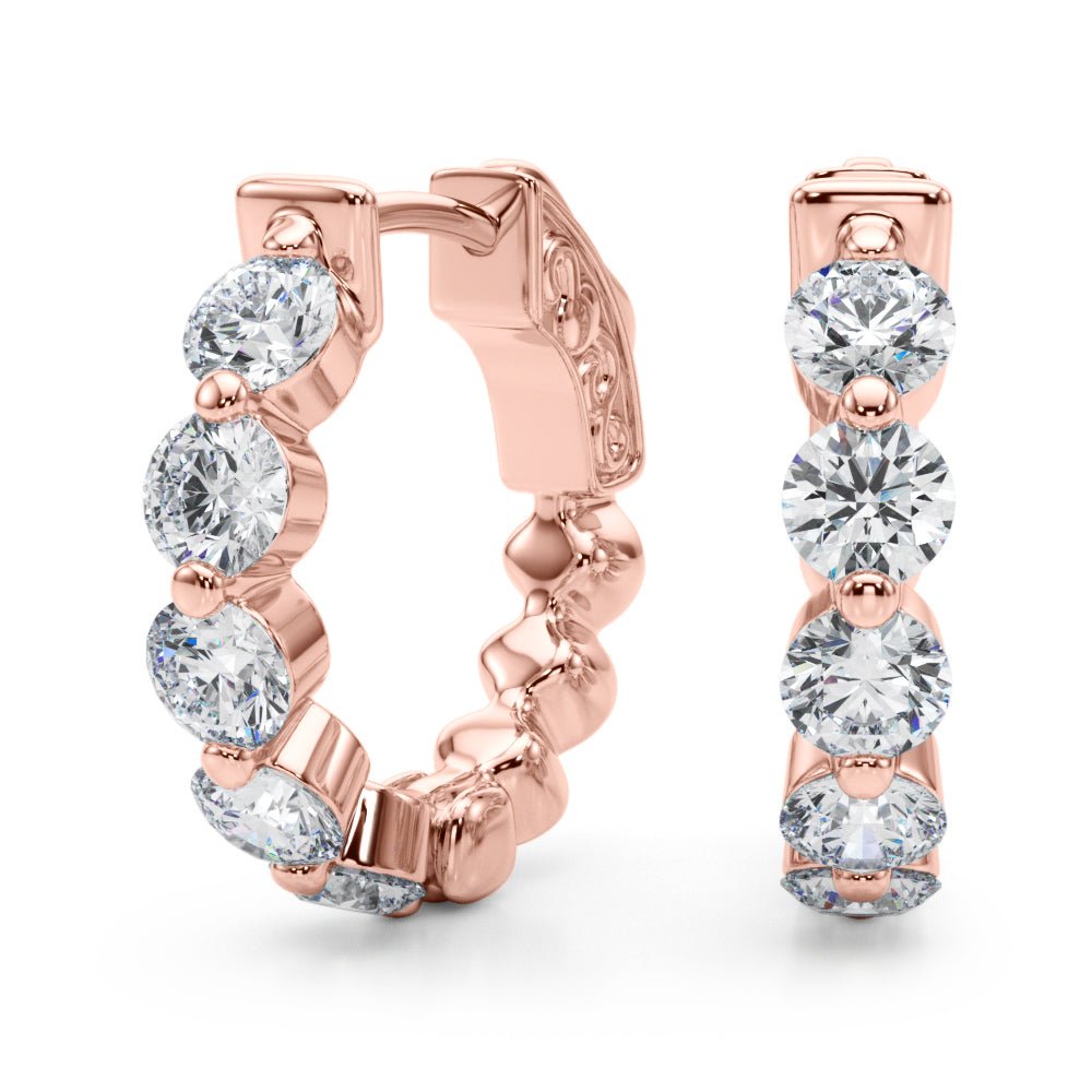 1.00CTW 14K Round Cut 5 - Stone Diamond Hoop Earrings - Hoop Earrings - Design Jewellers Edmonton