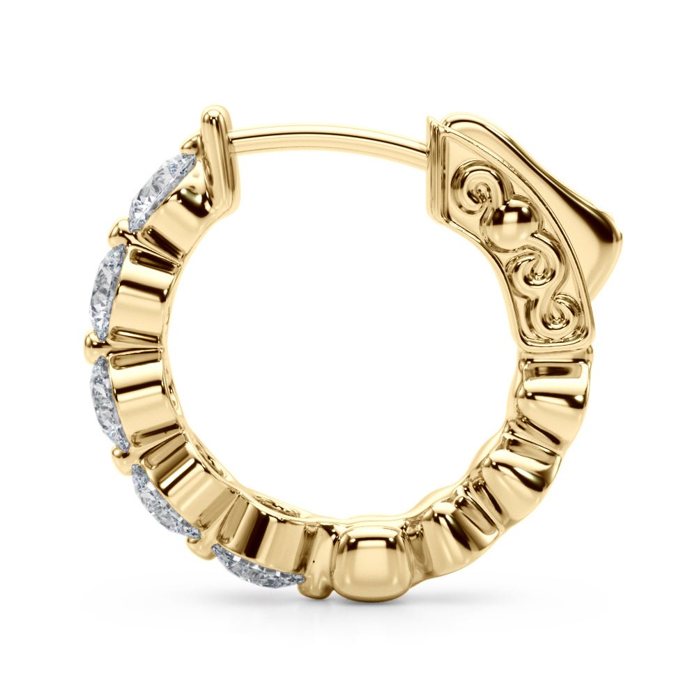 1.00CTW 14K Round Cut 5 - Stone Diamond Hoop Earrings - Hoop Earrings - Design Jewellers Edmonton
