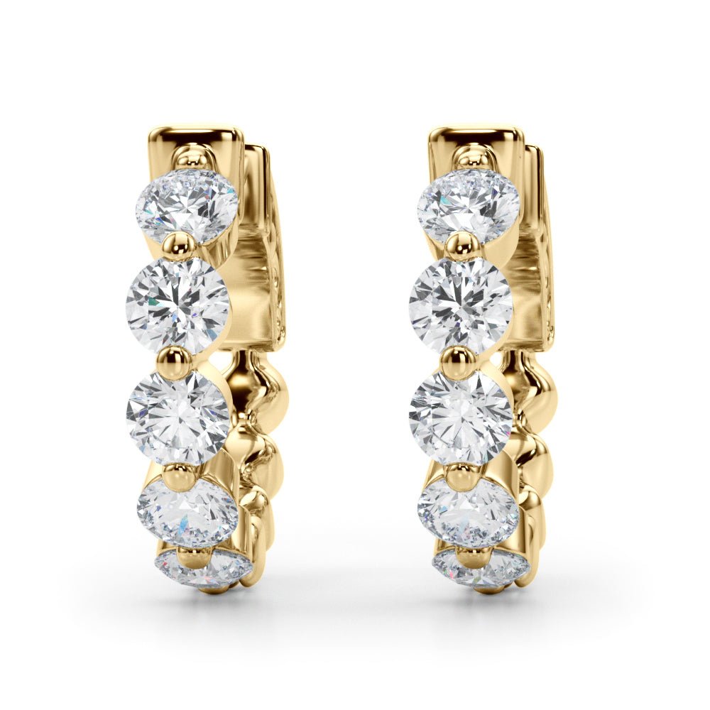 1.00CTW 14K Round Cut 5 - Stone Diamond Hoop Earrings - Hoop Earrings - Design Jewellers Edmonton