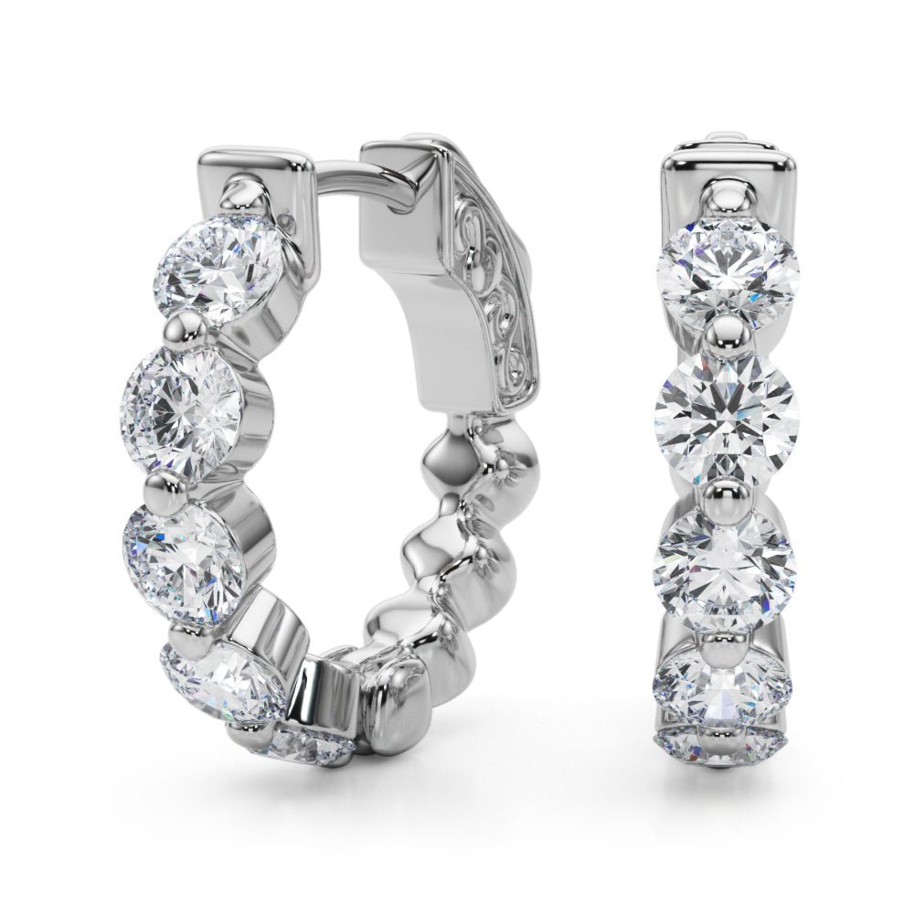 1.00CTW 14K Round Cut 5-Stone Diamond Hoop Earrings